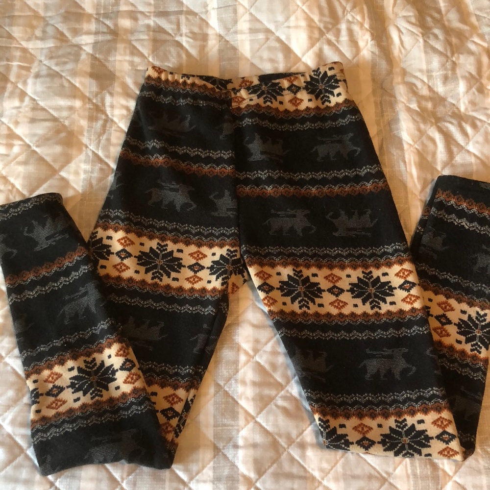 Reindeer print winter leggings